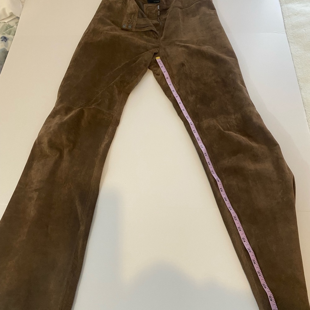 Brown leather pants . Sz 10 YTK . Leather is brushed but less than suede.
